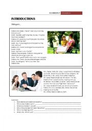 English Worksheet: Introductions Pg2