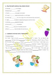 English Worksheet: A - AN - SOME - ANY EXERCISES