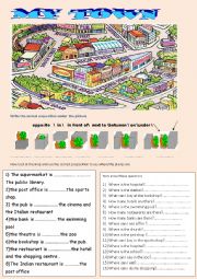 English Worksheet: my town 