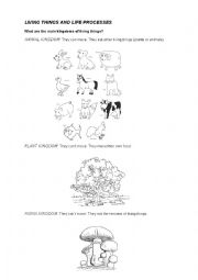 English Worksheet: LIVING THINGS AND LIFE PROCESSES