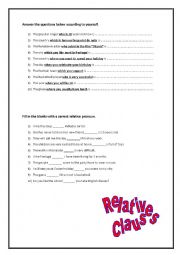 English Worksheet: Relative Clauses