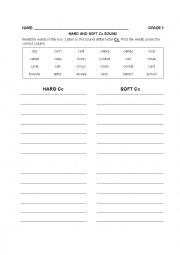 English Worksheet: Hard and Soft Gg and Cc Sound