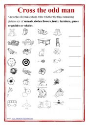 English Worksheet: Cross the odd man out
