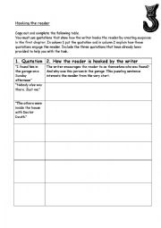 English Worksheet: Skellig Hooking The Reader