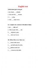 English Worksheet: english test