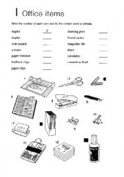 English Worksheet: Office Items 1 