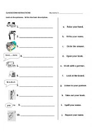 English Worksheet: Classroom Instructions