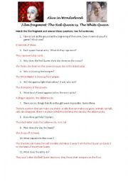 English Worksheet: Alice in Wonderland part 1