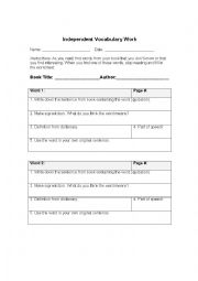 English Worksheet: Vocabulary in Context Worksheet