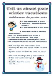 English Worksheet: My winter vacations