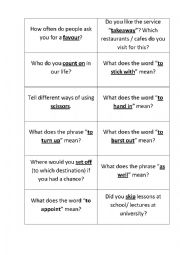 English Worksheet: Speaking Cards (on different topic)
