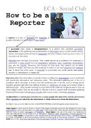 English Worksheet: How to be a Reporter