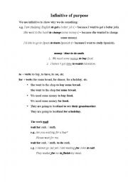 English Worksheet: Infinitive of Purpose