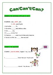 English Worksheet: CAN