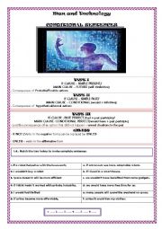 English Worksheet: MAN AND TECHNOLOGY- CONDITIONAL SENTENCES- ALL TYPES