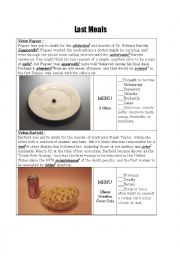 English Worksheet: Last Meals