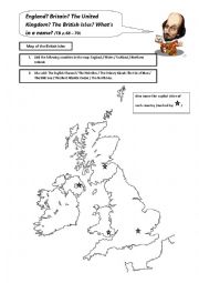 English Worksheet: The parts of the UK - part 1