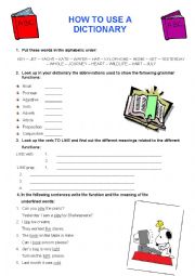 English Worksheet: How to use a dictionary