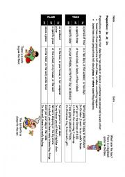 Prepositions: In, At, On with Time or Place