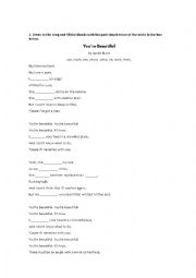 English Worksheet: You Are Beautiful