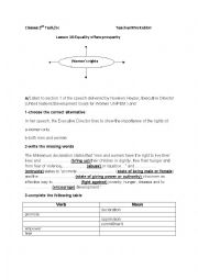 English Worksheet: Lesson 16 : Prosperity offers equality