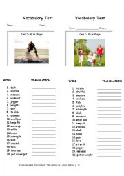 Vocabulary mini test - Be in shape