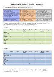 English Worksheet: Conversation sheet 3 - Present Continuous