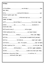 English Worksheet: Conditionals (Zero , first and second )