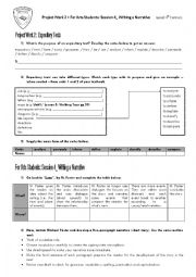 English Worksheet: Project.Work.2.+.For.Arts.Students.Session.4_Writing.a.Narrative