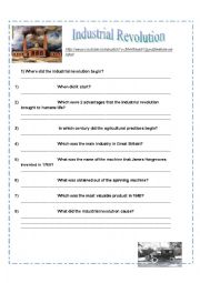 English Worksheet: Industrial Revolution