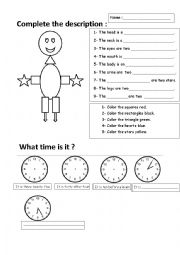 English Worksheet: Shapes and time