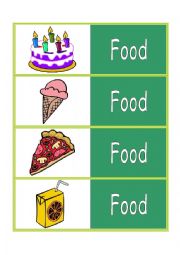 English Worksheet: Food Mini FlashCards