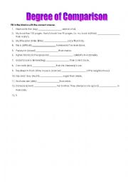 English Worksheet: Degree of comparison