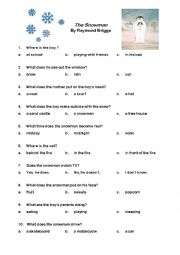 English Worksheet: The Snowman Movie