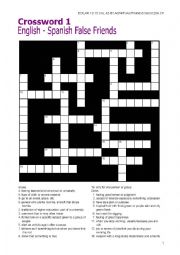 English Worksheet: English-Spanish False Friends5.Xword