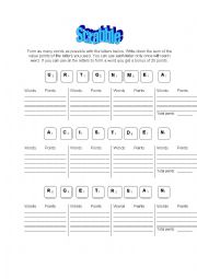 English Worksheet: Scrabble