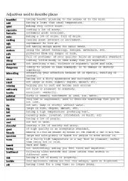 English Worksheet: Adjectives used to decribe places