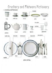 English Worksheet: Crockery and Flatware pictionary