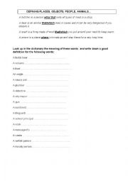 English Worksheet: definitions 