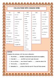 English Worksheet: collocations with common verbs