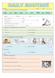 English Worksheet: Daily routines