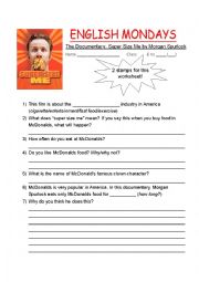 English Worksheet: super size me