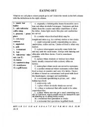 English Worksheet: EATING OUT 