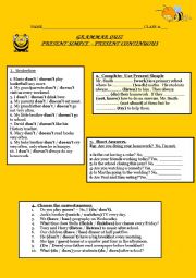 English Worksheet: present simple & continous