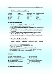 English Worksheet: vocabulalry and writing