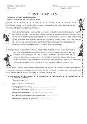 English Worksheet: TEST on present simple! 