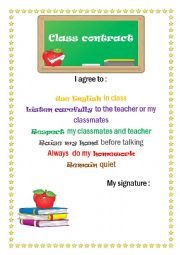 English Worksheet: Class Contract or classroom rules