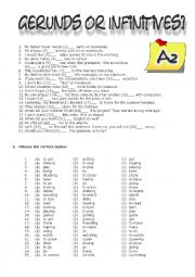 English Worksheet: Gerunds or Infinitives?  