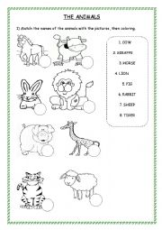 English Worksheet: The animals 