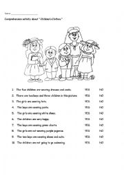 English Worksheet: Reading Activity Childrens Clothes